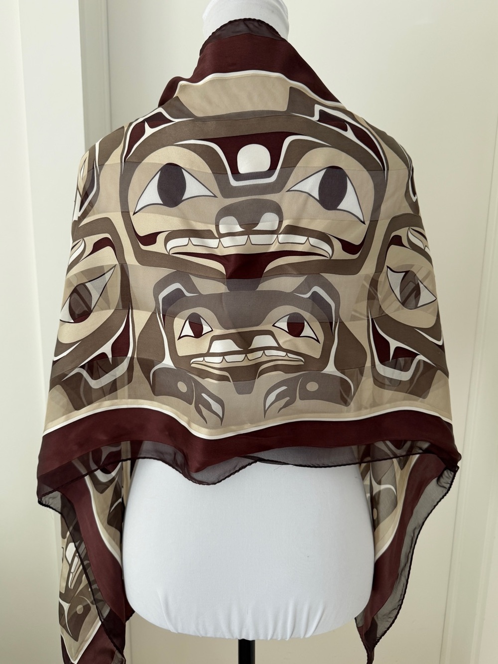 MAGENTA Scarf Bear Design Indigenous Keith Tait Artist Pacific Northwest Canada